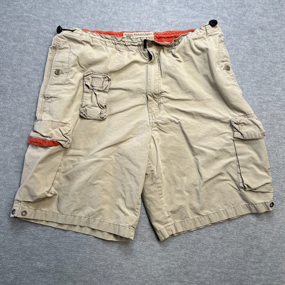 VTG American Eagle Cargo Shorts Mens Large Khaki Military Paratrooper Adjustable